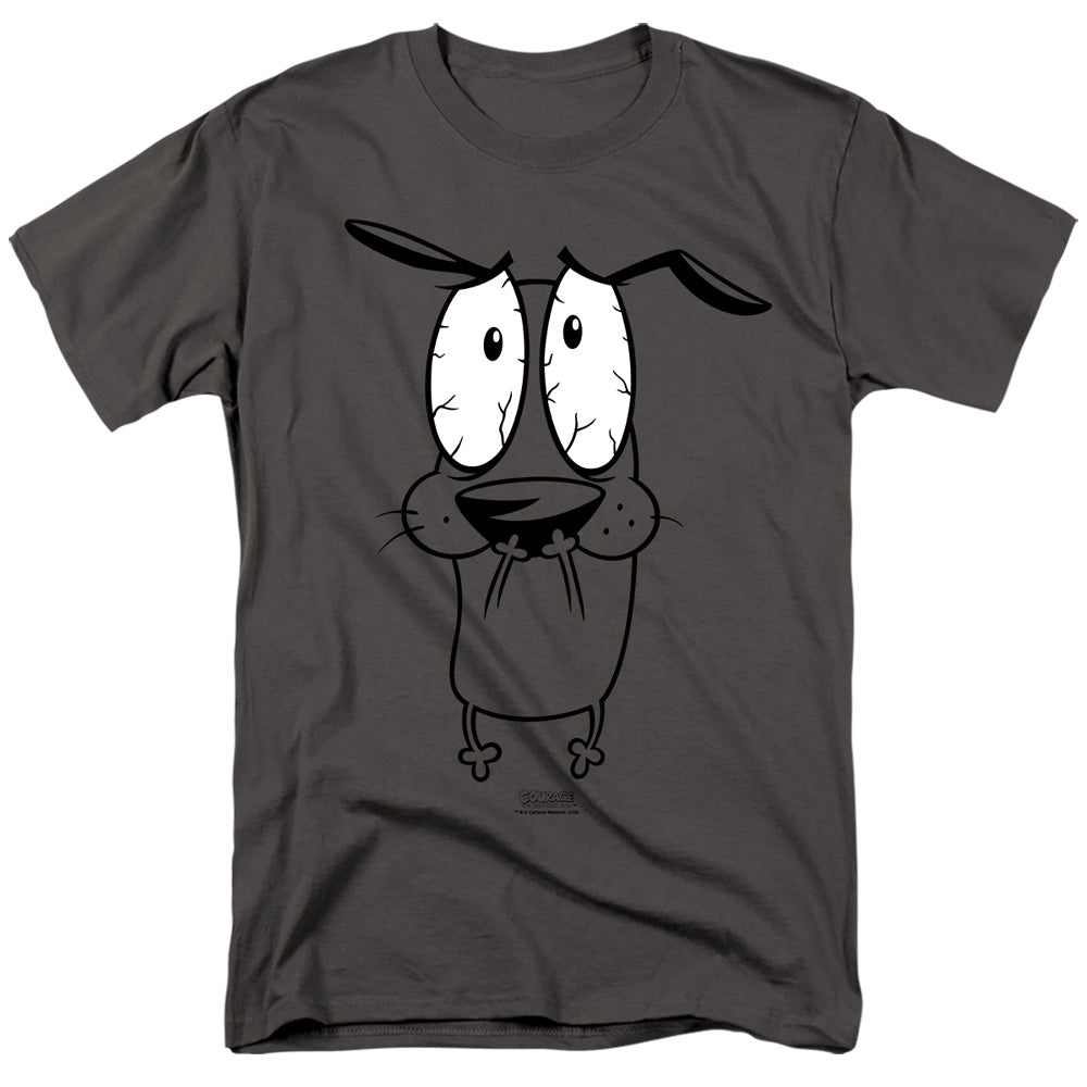 AN OFFCIALLY LICENSED COURAGE THE COWARDLY DOG SCARED MEN'S REGULAR FIT T-SHIRT CHARCOAL