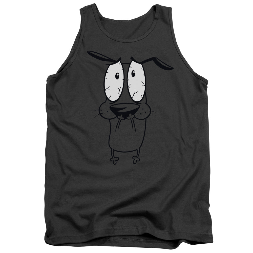 AN OFFCIALLY LICENSED COURAGE THE COWARDLY DOG SCARED ADULT UNISEX TANK TOP CHARCOAL