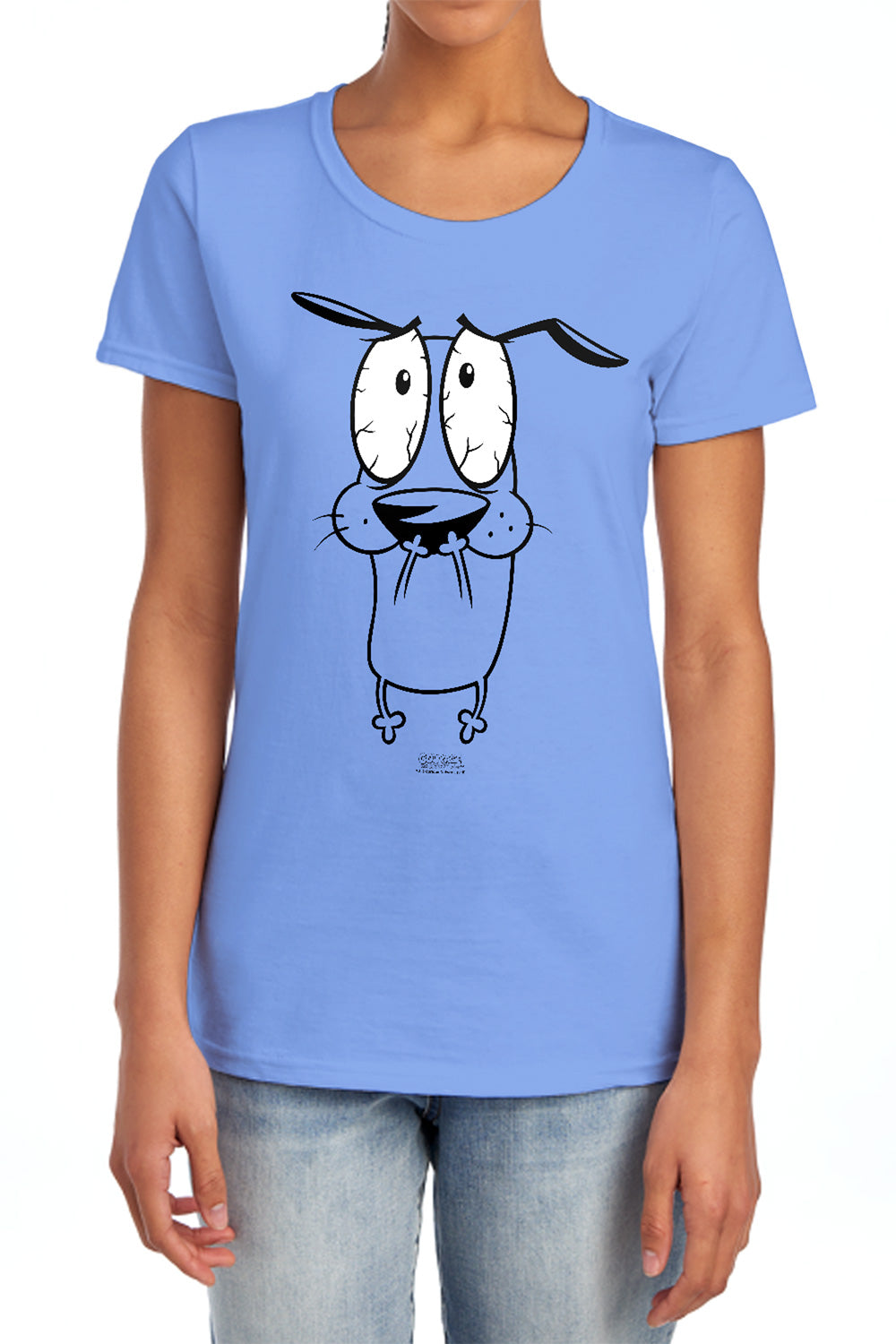 AN OFFCIALLY LICENSED COURAGE THE COWARDLY DOG SCARED WOMEN'S REGULAR FIT T-SHIRT CHARCOAL