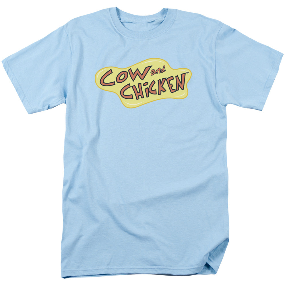 AN OFFCIALLY LICENSED COW AND CHICKEN COW CHICKEN LOGO MEN'S REGULAR FIT T-SHIRT LIGHT BLUE
