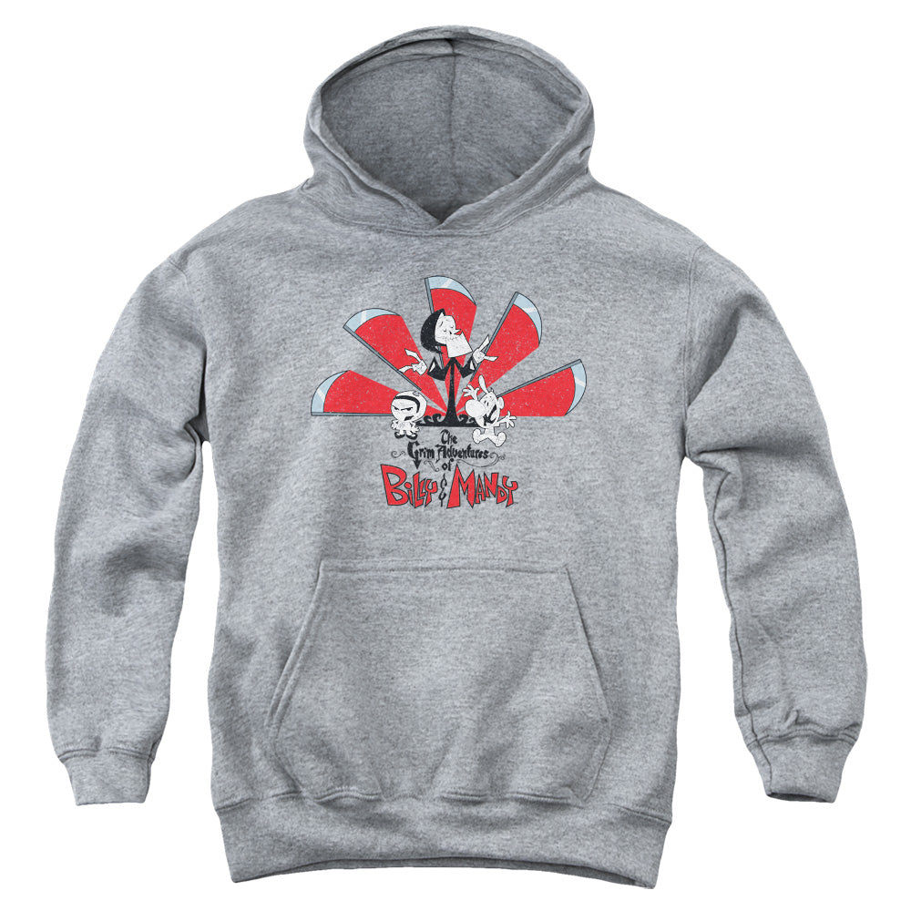AN OFFCIALLY LICENSED GRIM ADVENTURES OF BILLY AND MANDY GRIM ADVENTURES YOUTH HOODIE ATHLETIC HEATHER