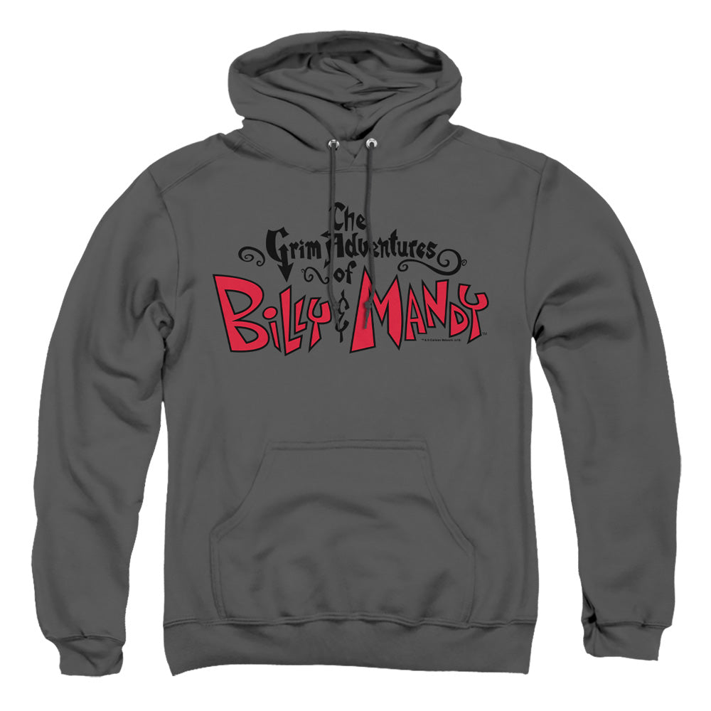 AN OFFCIALLY LICENSED GRIM ADVENTURES OF BILLY AND MANDY GRIM LOGO ADULT UNISEX PULLOVER HOODIE CHARCOAL