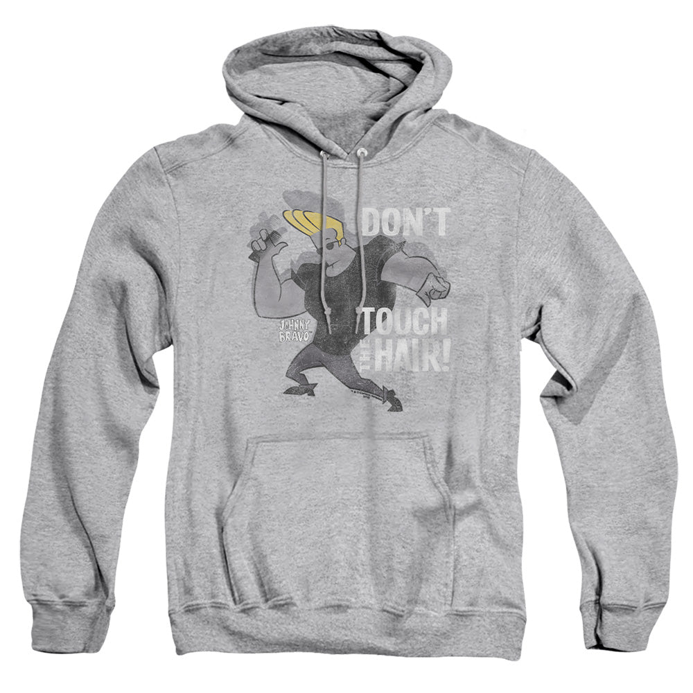 AN OFFCIALLY LICENSED JOHNNY BRAVO HAIR ADULT UNISEX PULLOVER HOODIE ATHLETIC HEATHER
