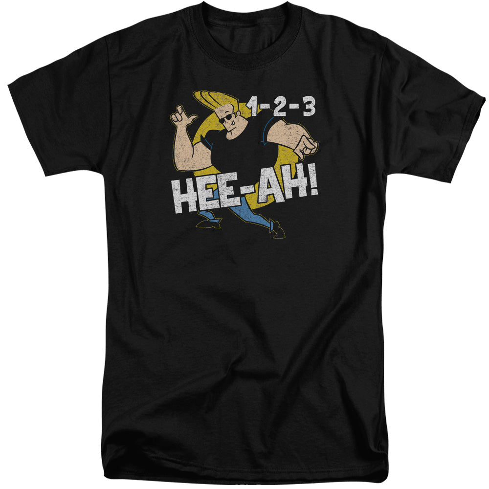 AN OFFCIALLY LICENSED JOHNNY BRAVO 123 MEN'S TALL FIT T-SHIRT BLACK