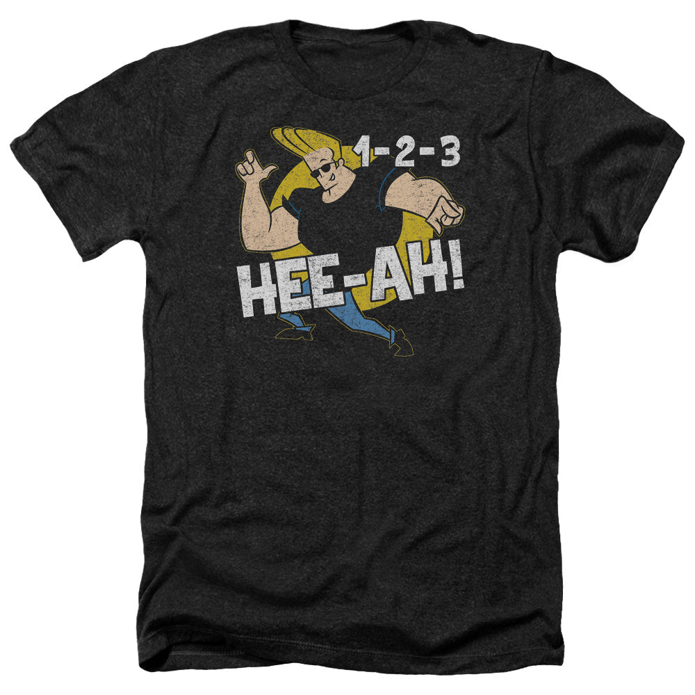 AN OFFCIALLY LICENSED JOHNNY BRAVO 123 MEN'S HEATHER T-SHIRT CHARCOAL