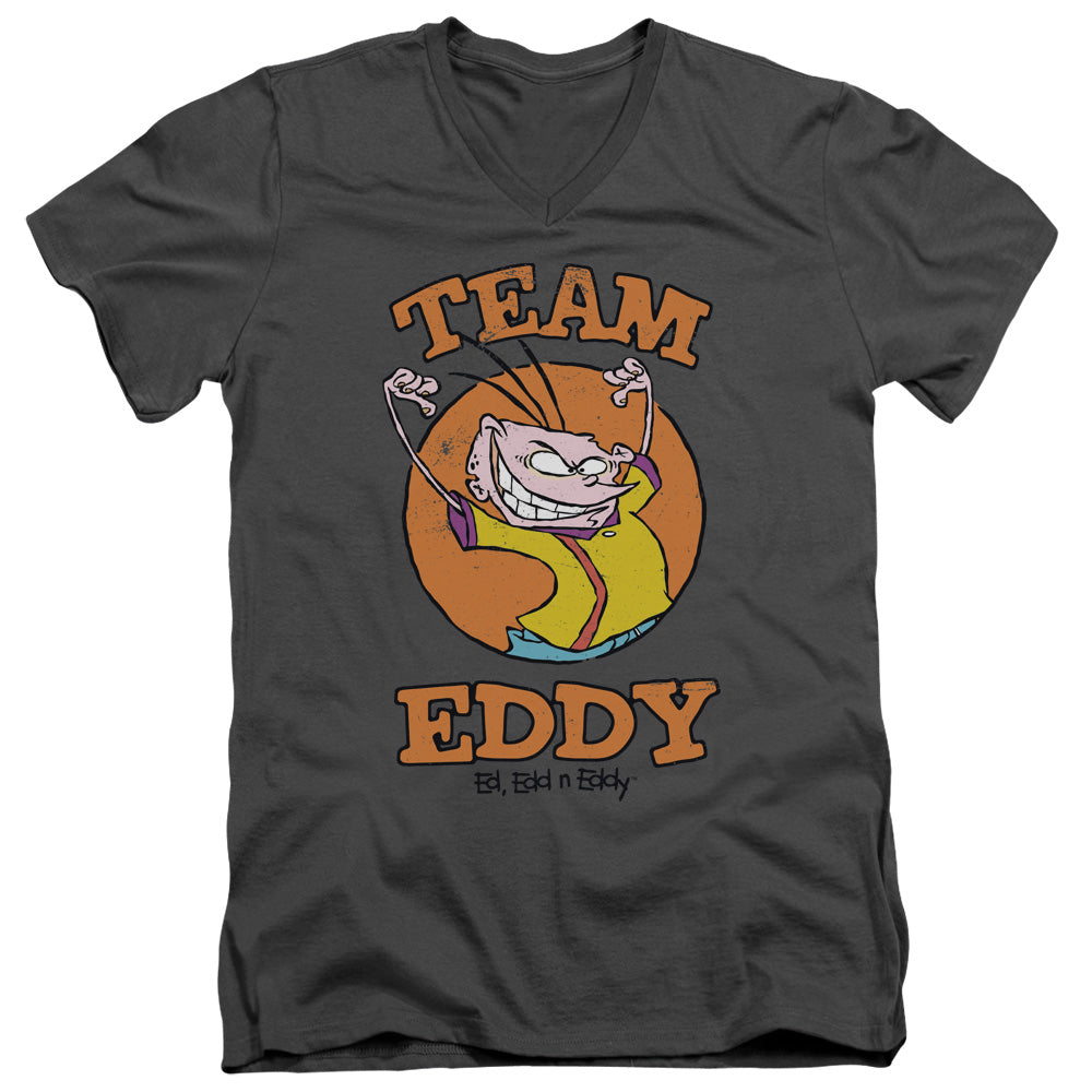AN OFFCIALLY LICENSED ED EDD N EDDY TEAM EDDY MEN'S V-NECK T-SHIRT CHARCOAL