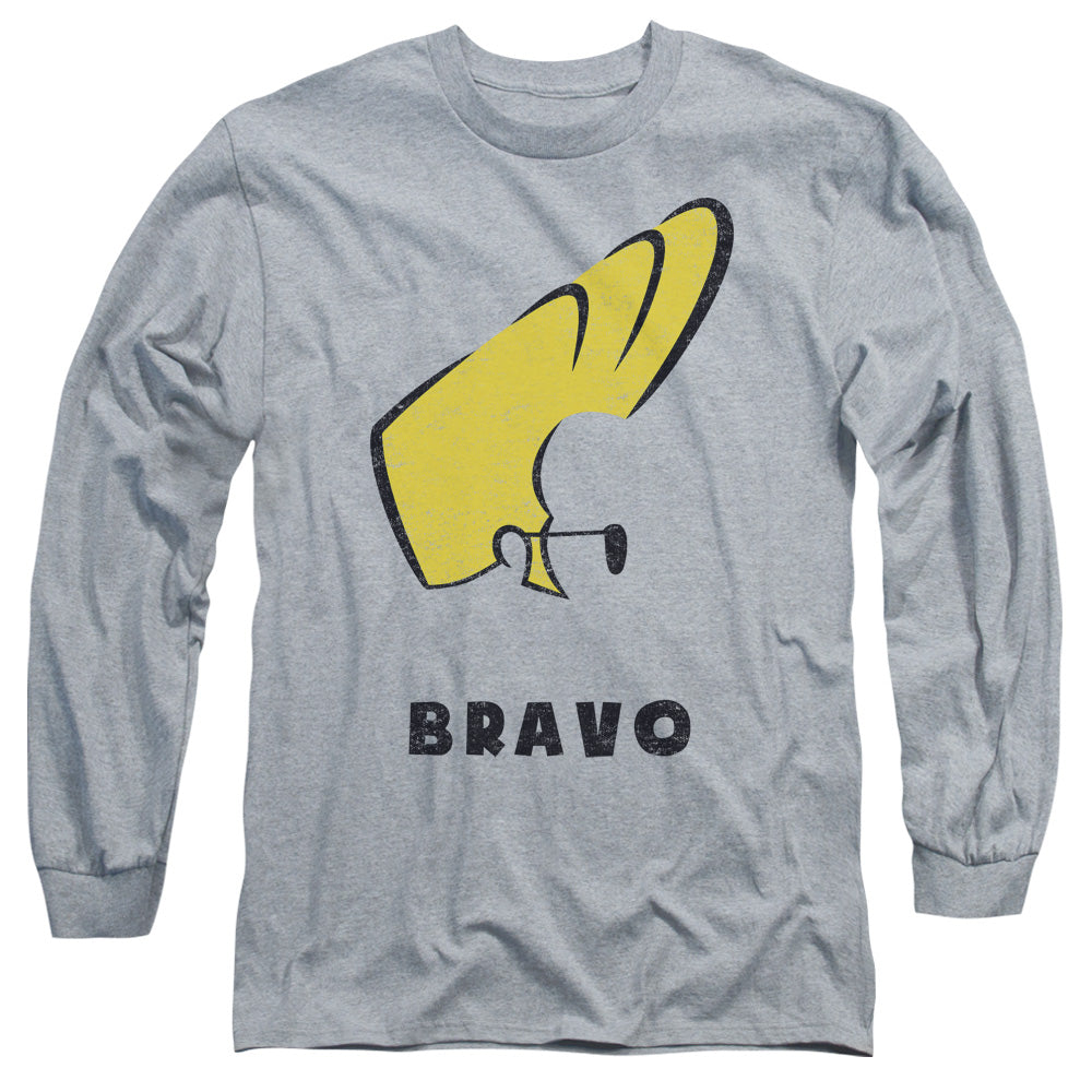 AN OFFCIALLY LICENSED JOHNNY BRAVO JOHNNY HAIR MEN'S LONG SLEEVE T-SHIRT ATHLETIC HEATHER