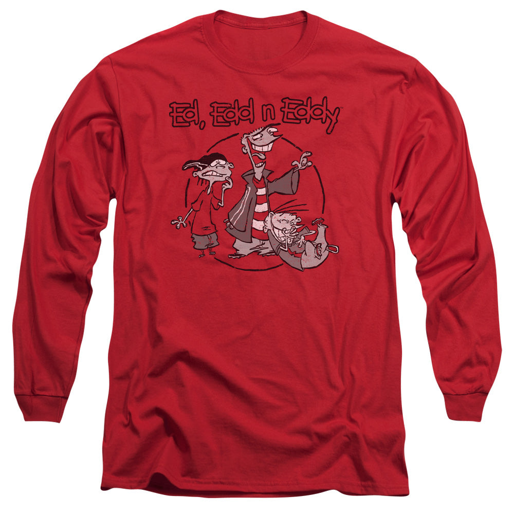AN OFFCIALLY LICENSED ED EDD N EDDY GANG MEN'S LONG SLEEVE T-SHIRT RED