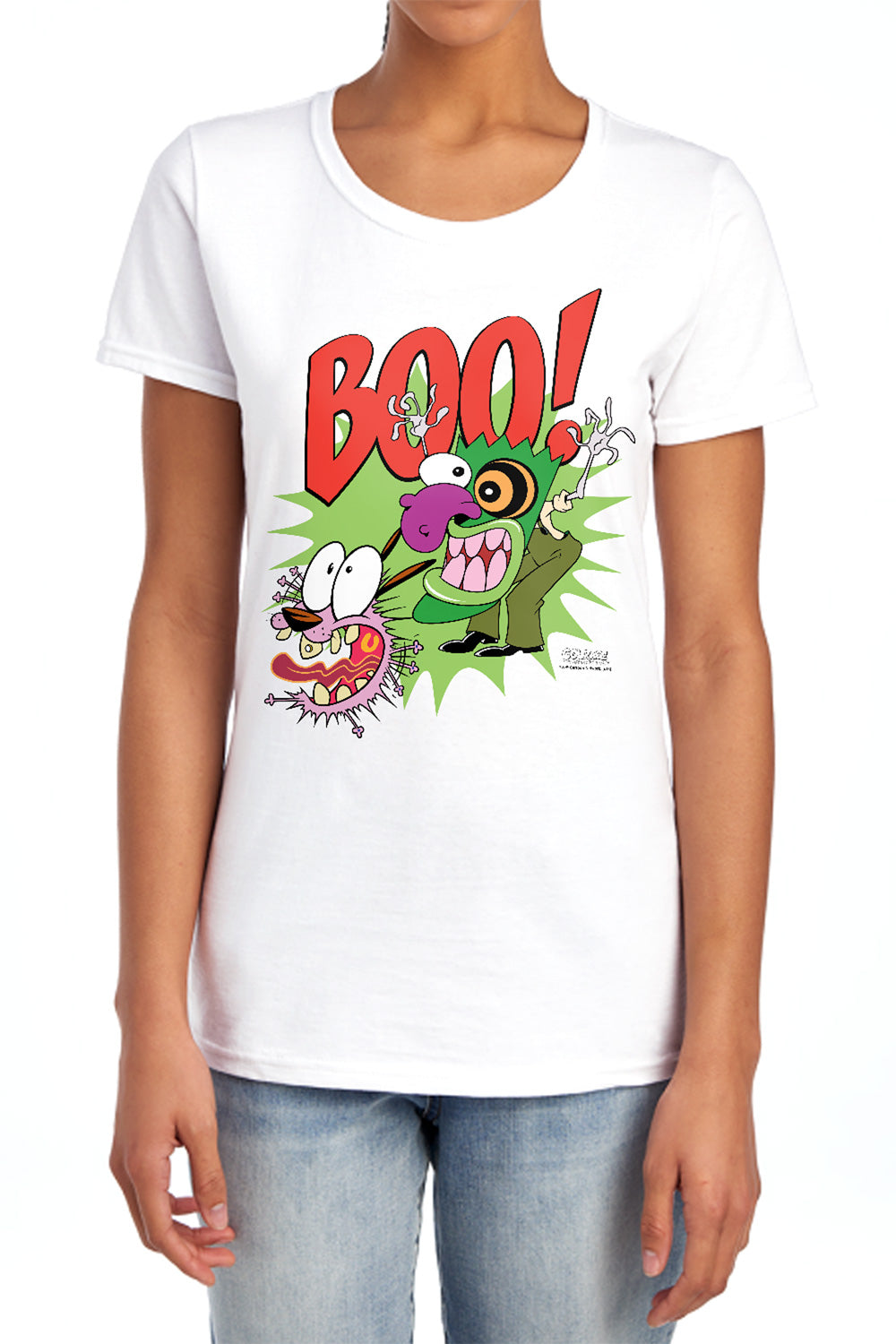 AN OFFCIALLY LICENSED COURAGE THE COWARDLY DOG STUPID DOG WOMEN'S REGULAR FIT T-SHIRT WHITE