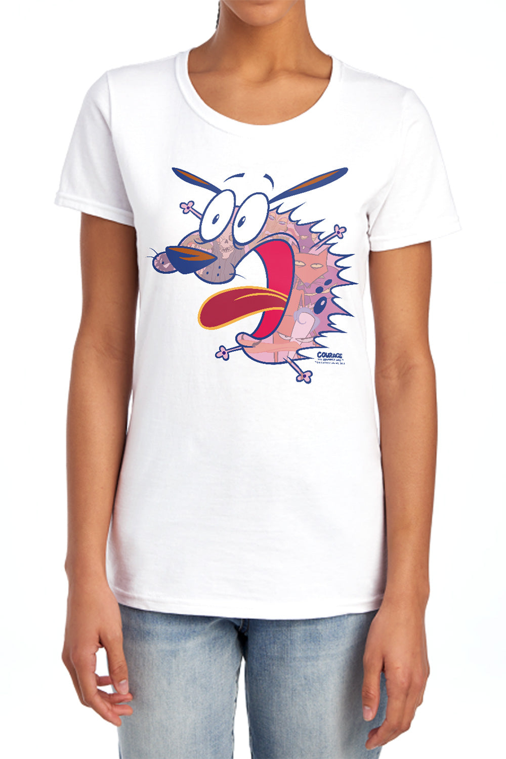 AN OFFCIALLY LICENSED COURAGE THE COWARDLY DOG EVIL INSIDE WOMEN'S REGULAR FIT T-SHIRT LIGHT BLUE