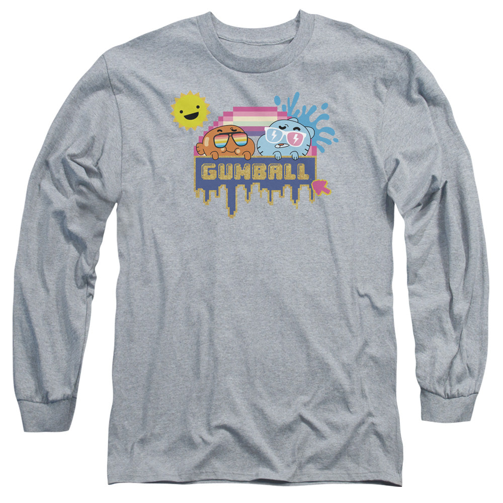 AN OFFCIALLY LICENSED AMAZING WORLD OF GUMBALL SUNSHINE MEN'S LONG SLEEVE T-SHIRT ATHLETIC HEATHER
