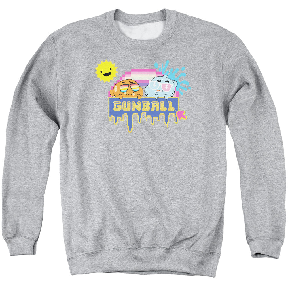 AN OFFCIALLY LICENSED AMAZING WORLD OF GUMBALL SUNSHINE ADULT UNISEX CREWNECK SWEATSHIRT ATHLETIC HEATHER