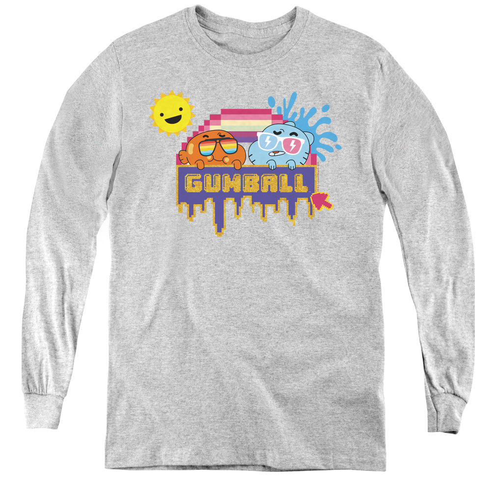 AN OFFCIALLY LICENSED AMAZING WORLD OF GUMBALL SUNSHINE YOUTH LONG SLEEVE T-SHIRT ATHLETIC HEATHER