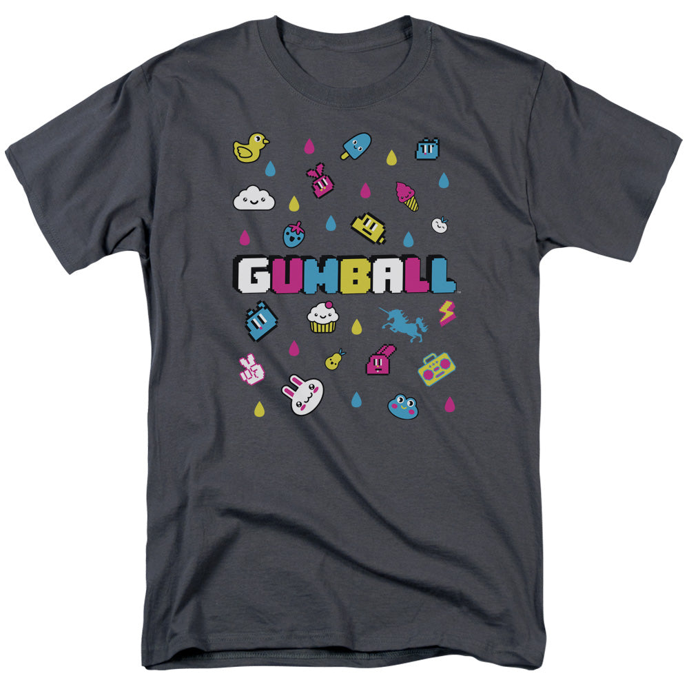 AN OFFCIALLY LICENSED AMAZING WORLD OF GUMBALL FUN DROPS MEN'S REGULAR FIT T-SHIRT CHARCOAL