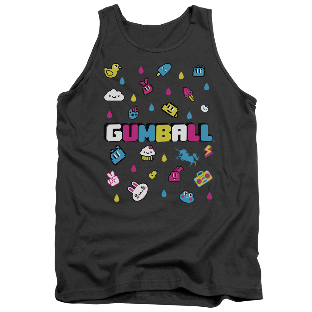AN OFFCIALLY LICENSED AMAZING WORLD OF GUMBALL FUN DROPS ADULT UNISEX TANK TOP CHARCOAL