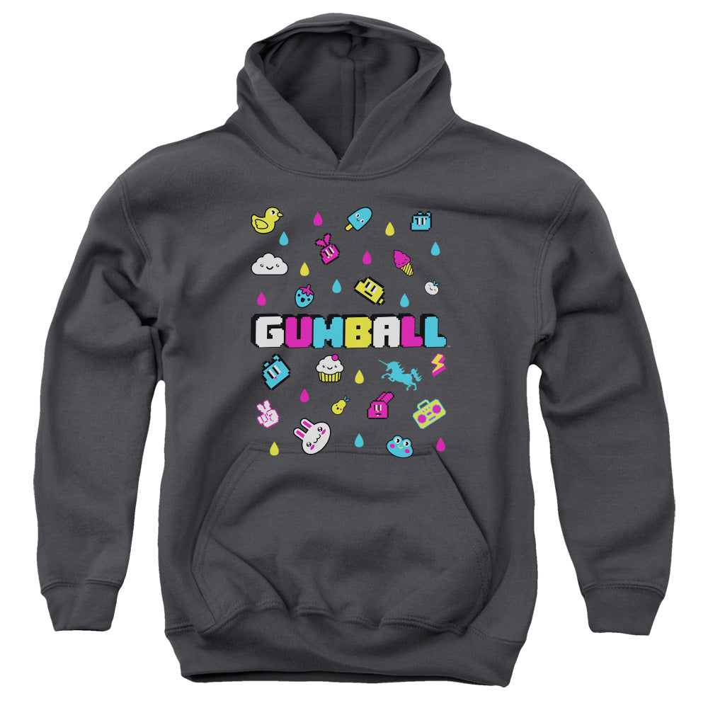 AN OFFCIALLY LICENSED AMAZING WORLD OF GUMBALL FUN DROPS YOUTH HOODIE CHARCOAL