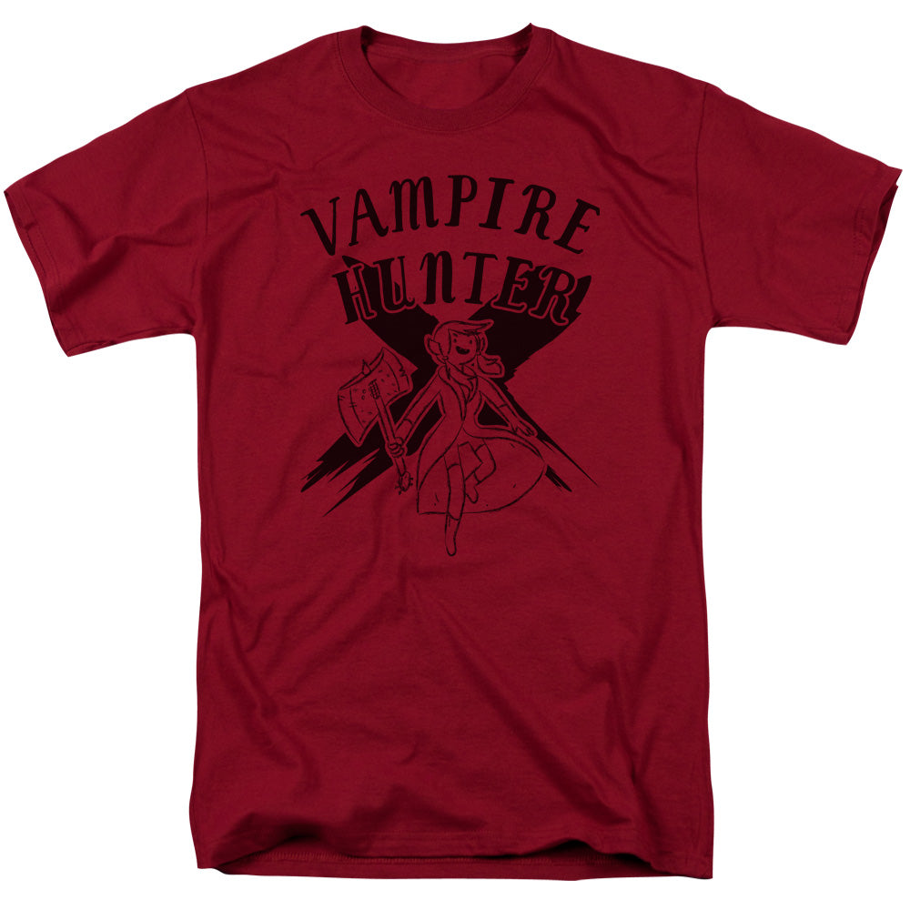AN OFFCIALLY LICENSED ADVENTURE TIME VAMPIRE HUNTER MEN'S REGULAR FIT T-SHIRT CARDINAL