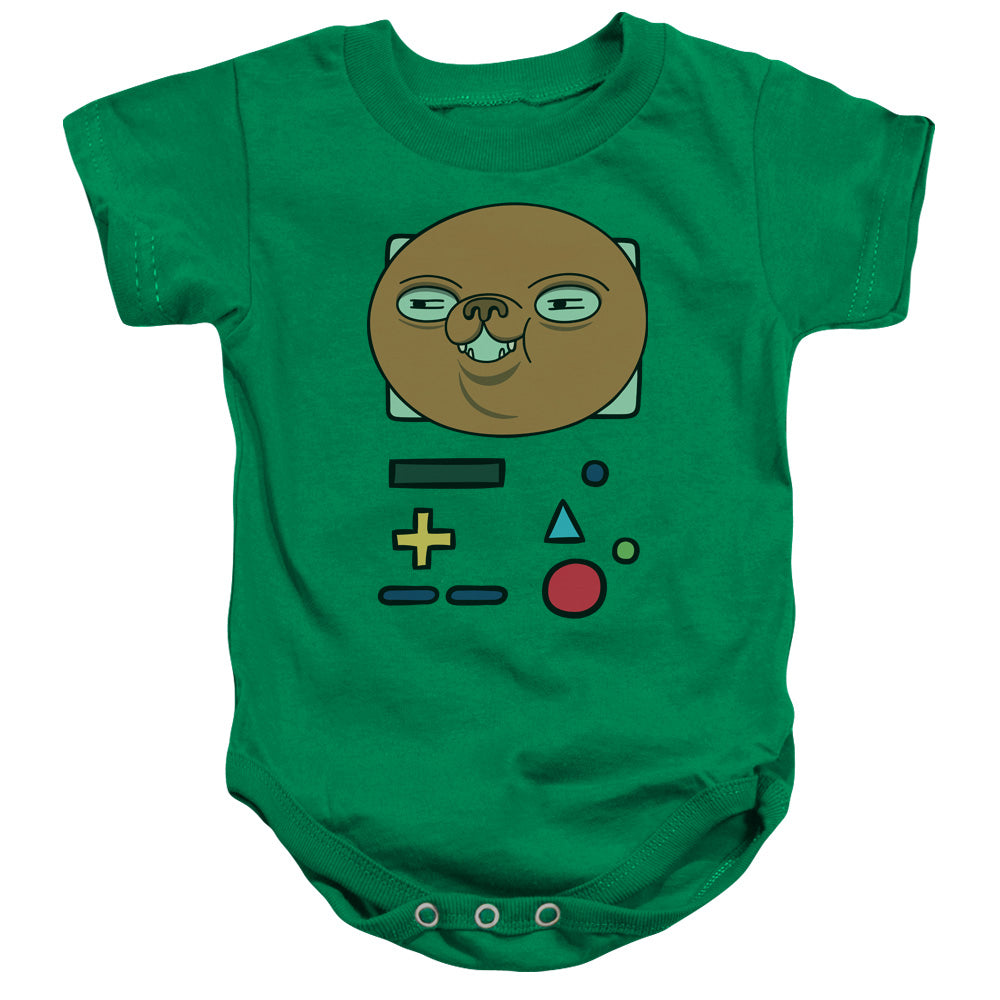 AN OFFCIALLY LICENSED ADVENTURE TIME BMO MASK BABY BODYSUIT KELLY GREEN