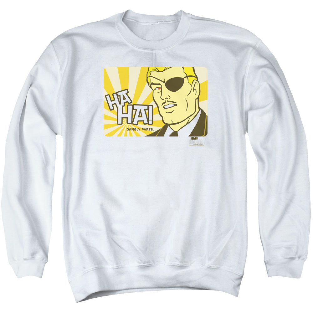 AN OFFCIALLY LICENSED HARVEY BIRDMAN PHIL KEN SEBBEN ADULT UNISEX CREWNECK SWEATSHIRT WHITE
