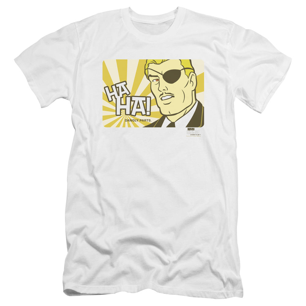 AN OFFCIALLY LICENSED HARVEY BIRDMAN PHIL KEN SEBBEN MEN'S PREMIUM SLIM FIT T-SHIRT WHITE