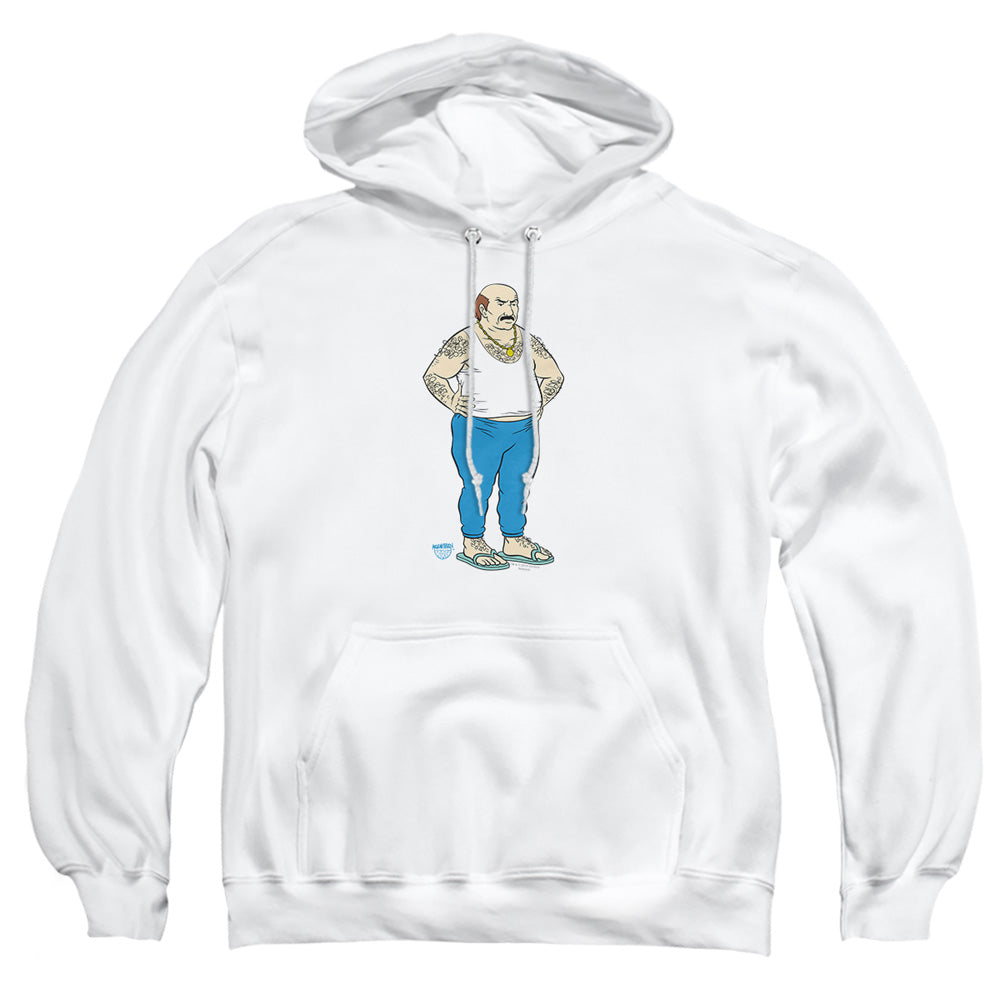AN OFFCIALLY LICENSED AQUA TEEN HUNGER FORCE CARL ADULT UNISEX PULLOVER HOODIE WHITE