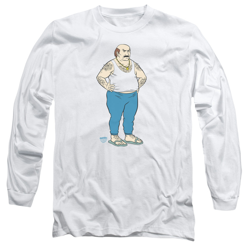 AN OFFCIALLY LICENSED AQUA TEEN HUNGER FORCE CARL MEN'S LONG SLEEVE T-SHIRT WHITE