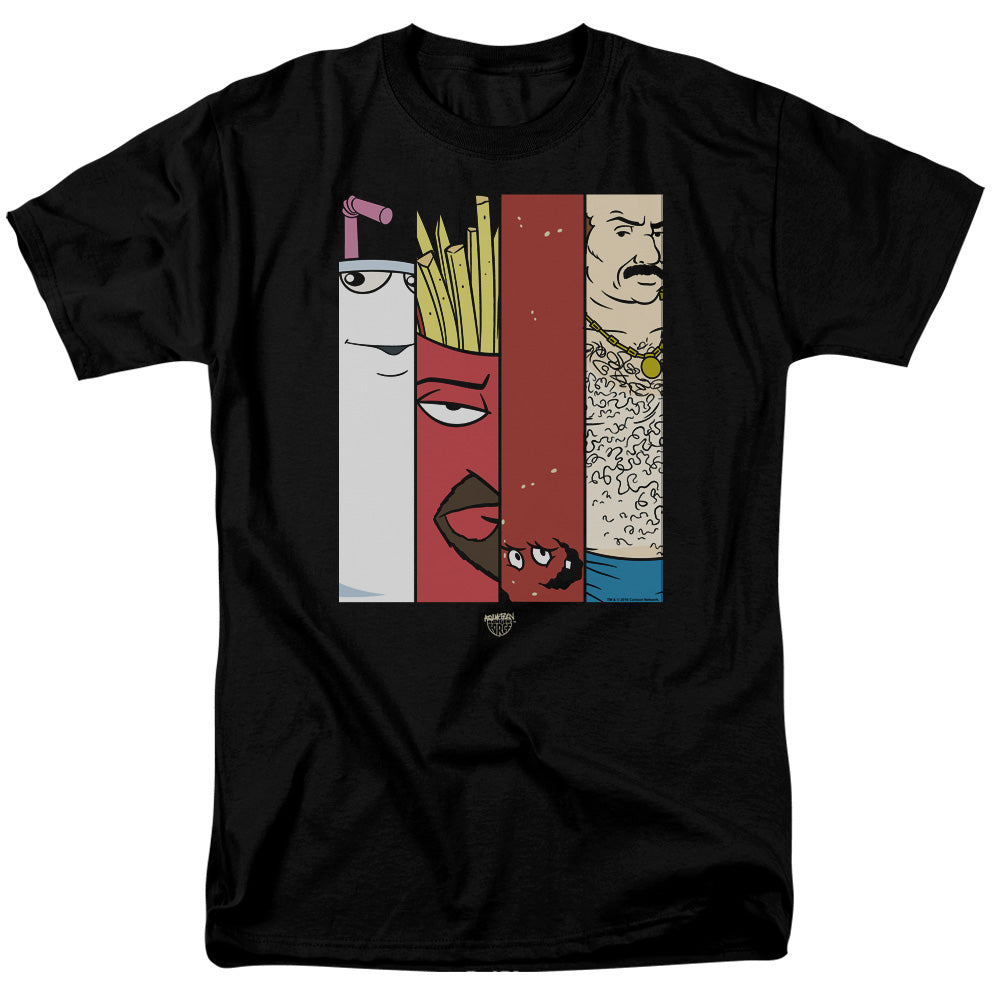 AN OFFCIALLY LICENSED AQUA TEEN HUNGER FORCE GROUP TILES MEN'S REGULAR FIT T-SHIRT BLACK
