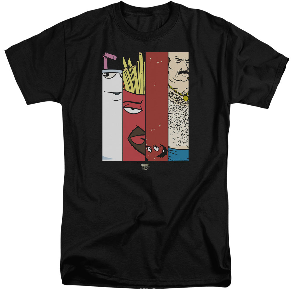 AN OFFCIALLY LICENSED AQUA TEEN HUNGER FORCE GROUP TILES MEN'S TALL FIT T-SHIRT BLACK