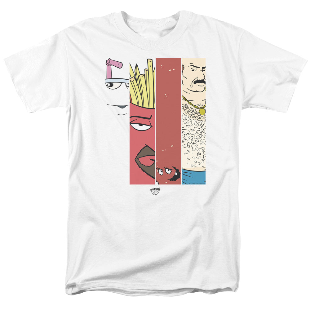 AN OFFCIALLY LICENSED AQUA TEEN HUNGER FORCE GROUP TILES MEN'S REGULAR FIT T-SHIRT WHITE