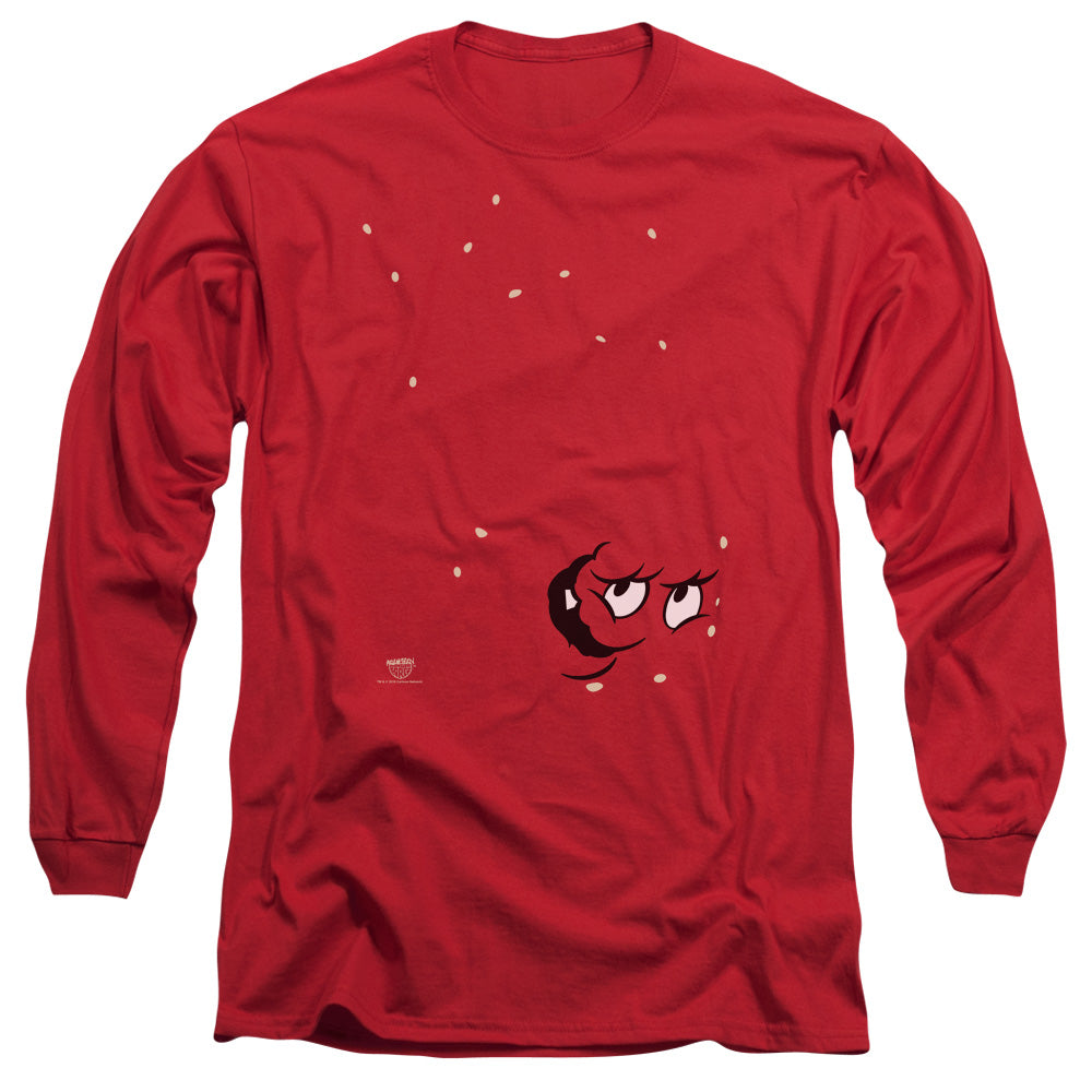 AN OFFCIALLY LICENSED AQUA TEEN HUNGER FORCE MEATWAD MEN'S LONG SLEEVE T-SHIRT RED