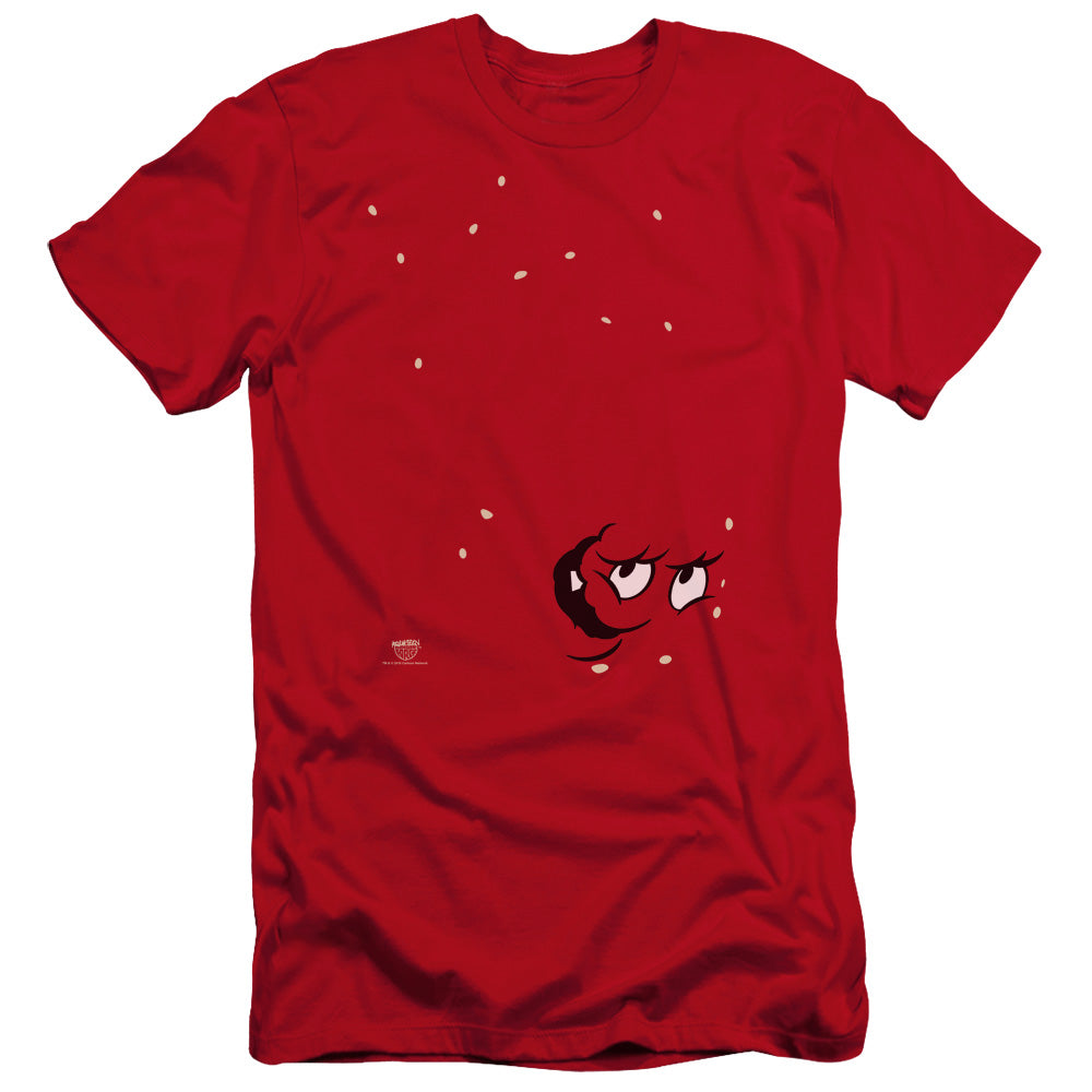 AN OFFCIALLY LICENSED AQUA TEEN HUNGER FORCE MEATWAD MEN'S PREMIUM SLIM FIT T-SHIRT RED