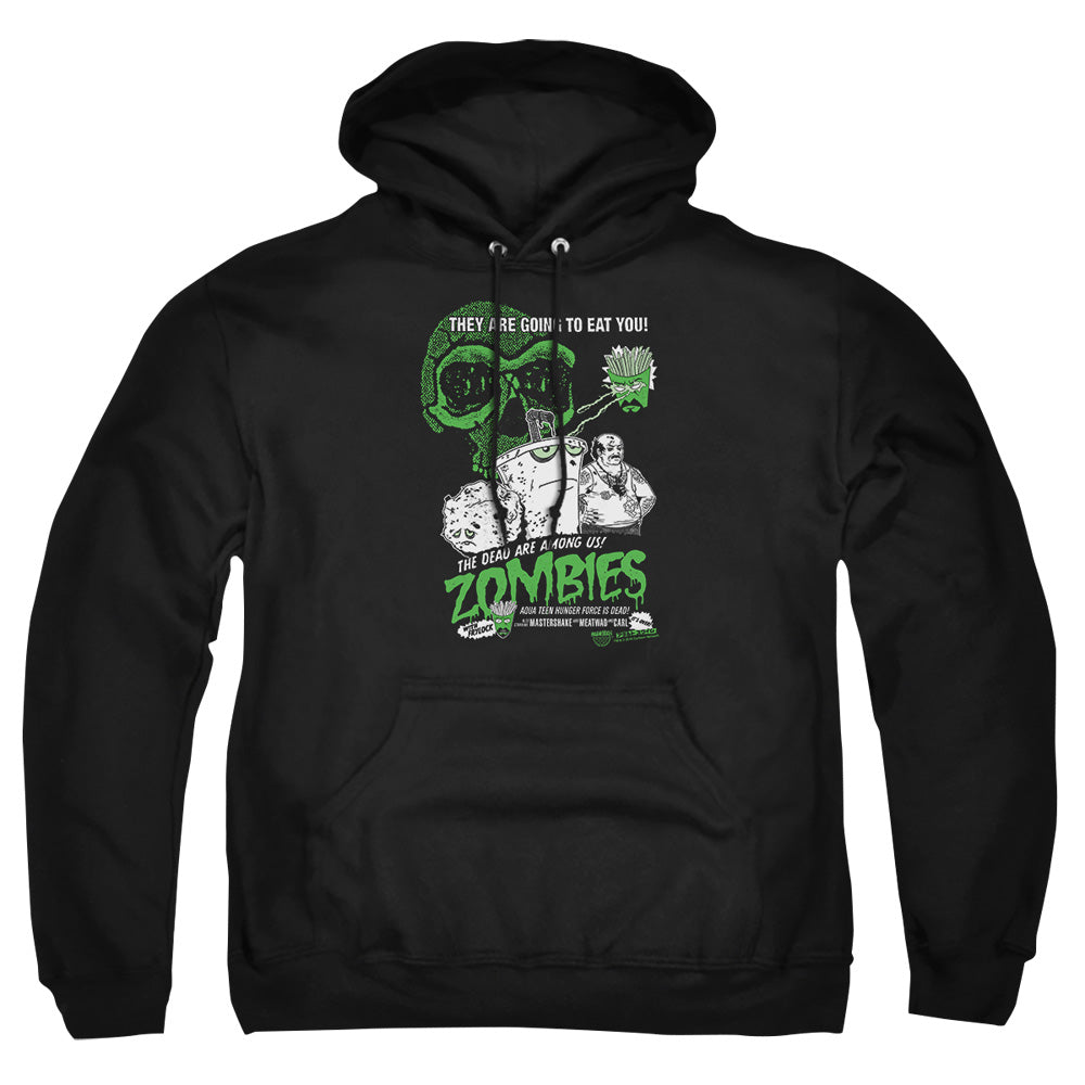 AN OFFCIALLY LICENSED AQUA TEEN HUNGER FORCE ZOMBIES ADULT UNISEX PULLOVER HOODIE BLACK