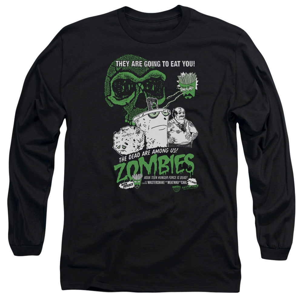 AN OFFCIALLY LICENSED AQUA TEEN HUNGER FORCE ZOMBIES MEN'S LONG SLEEVE T-SHIRT BLACK