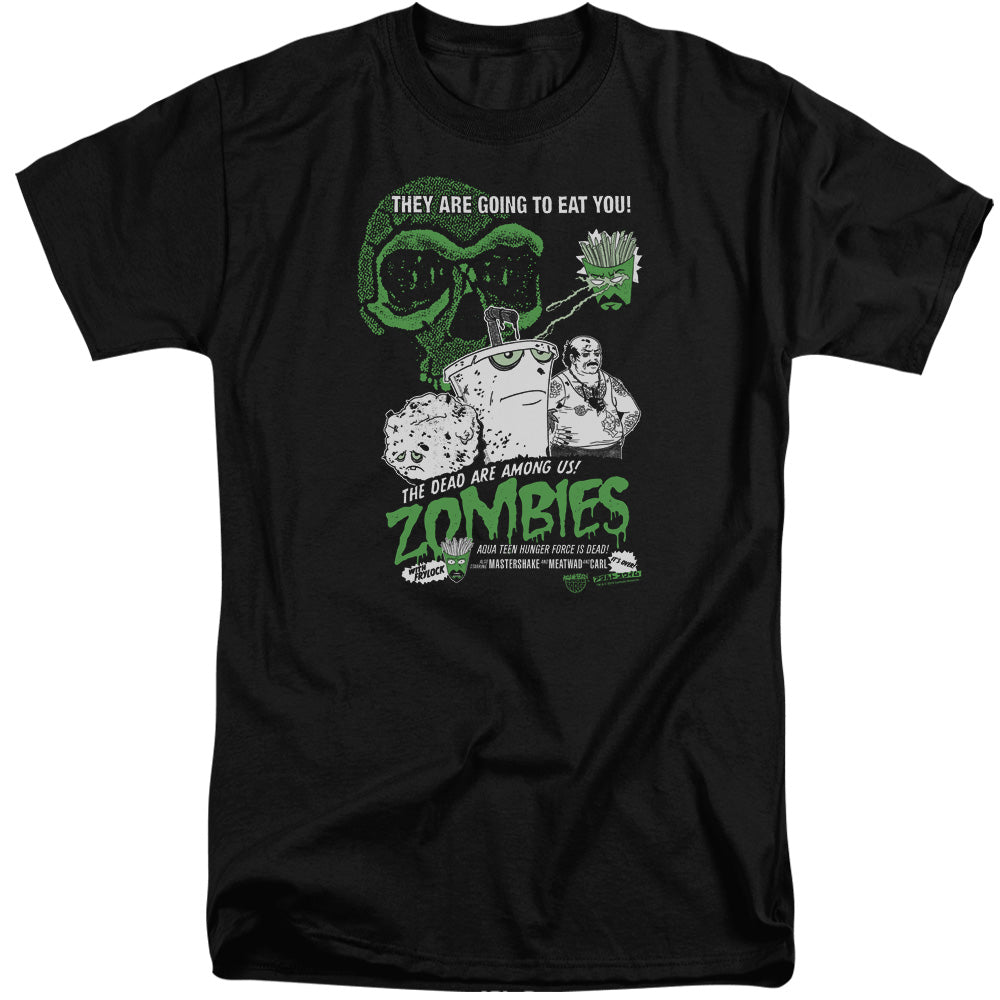 AN OFFCIALLY LICENSED AQUA TEEN HUNGER FORCE ZOMBIES MEN'S TALL FIT T-SHIRT BLACK