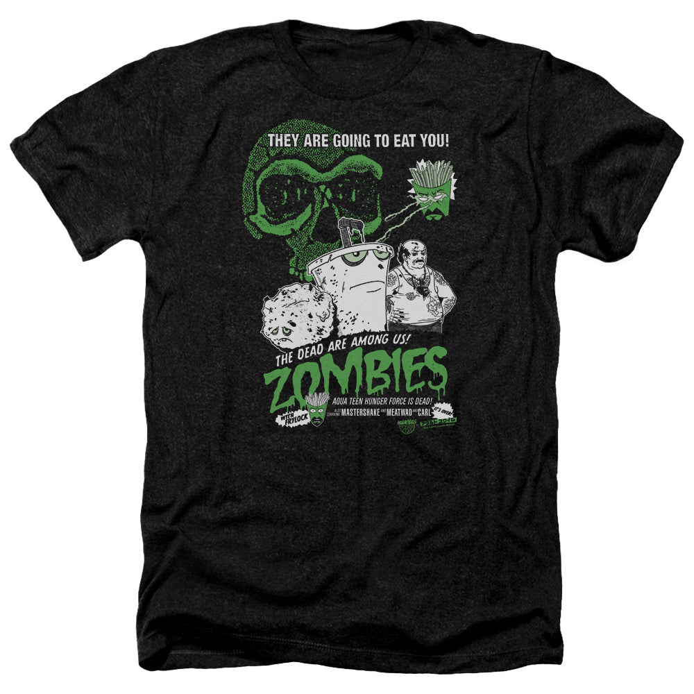 AN OFFCIALLY LICENSED AQUA TEEN HUNGER FORCE ZOMBIES MEN'S HEATHER T-SHIRT CHARCOAL