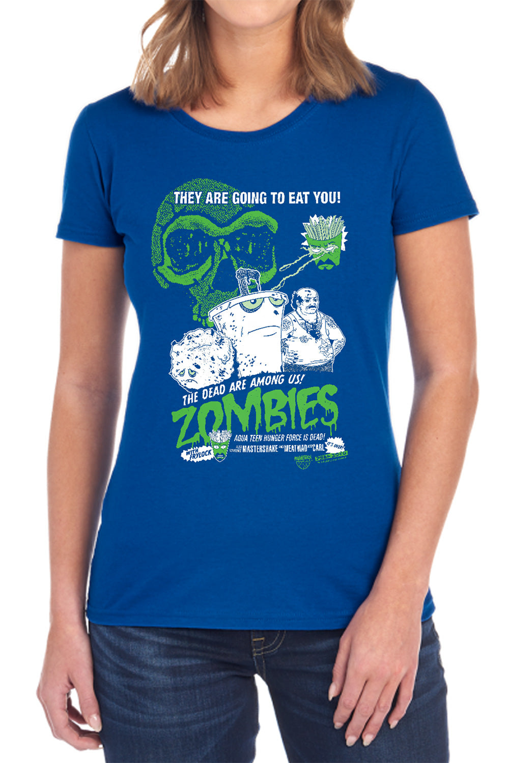 AN OFFCIALLY LICENSED AQUA TEEN HUNGER FORCE ZOMBIES WOMEN'S REGULAR FIT T-SHIRT BLACK