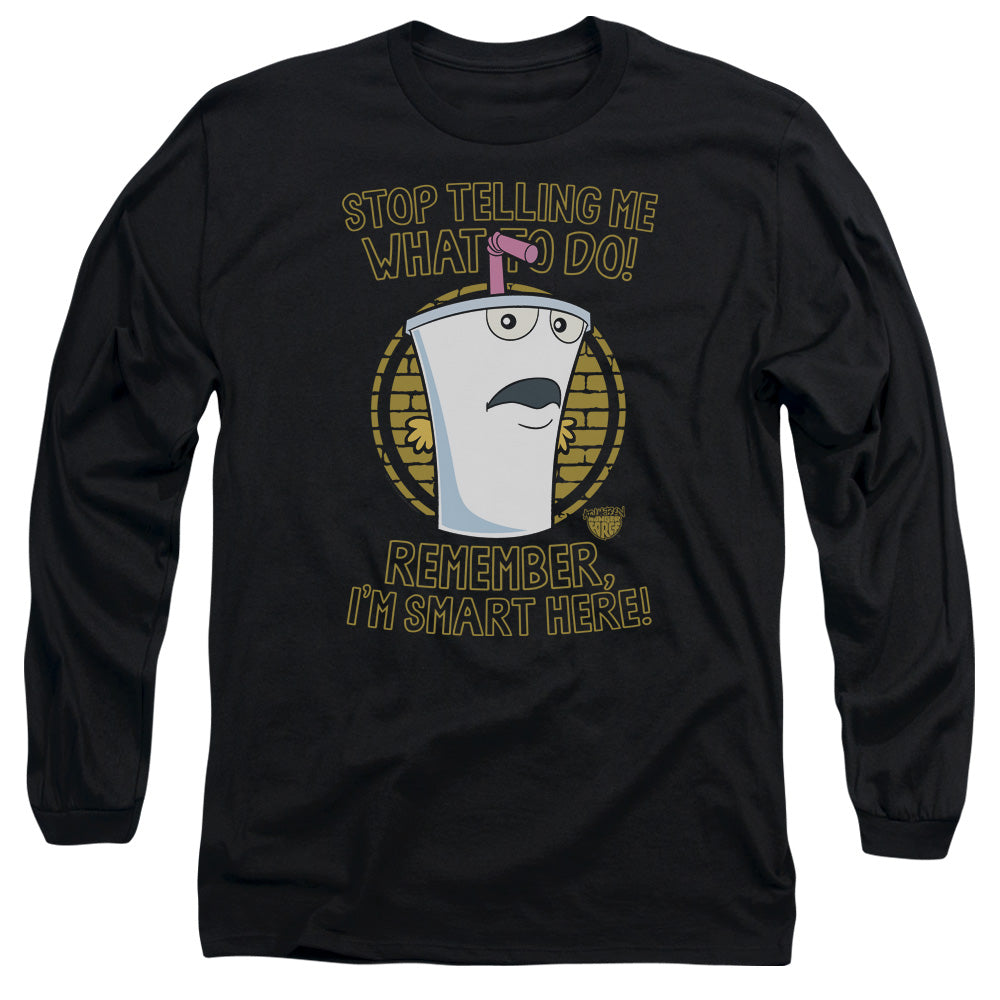 AN OFFCIALLY LICENSED AQUA TEEN HUNGER FORCE STOP MEN'S LONG SLEEVE T-SHIRT BLACK