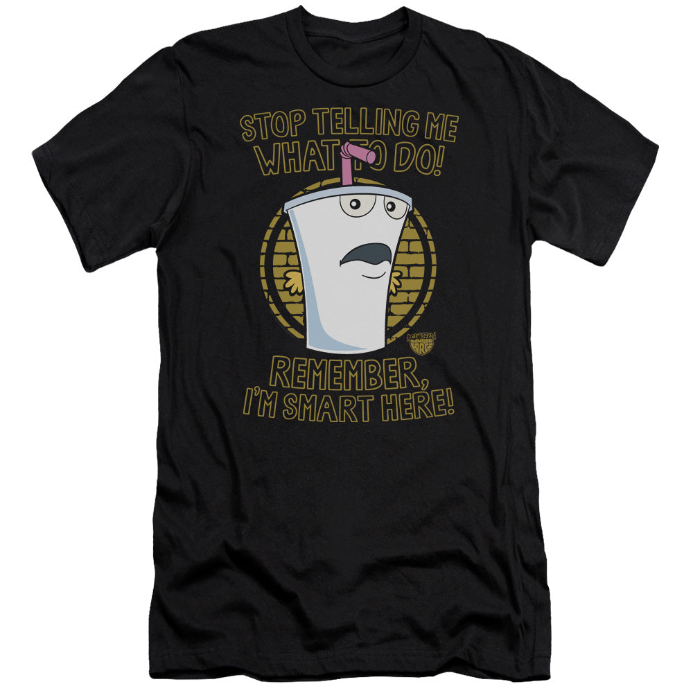 AN OFFCIALLY LICENSED AQUA TEEN HUNGER FORCE STOP MEN'S PREMIUM SLIM FIT T-SHIRT BLACK