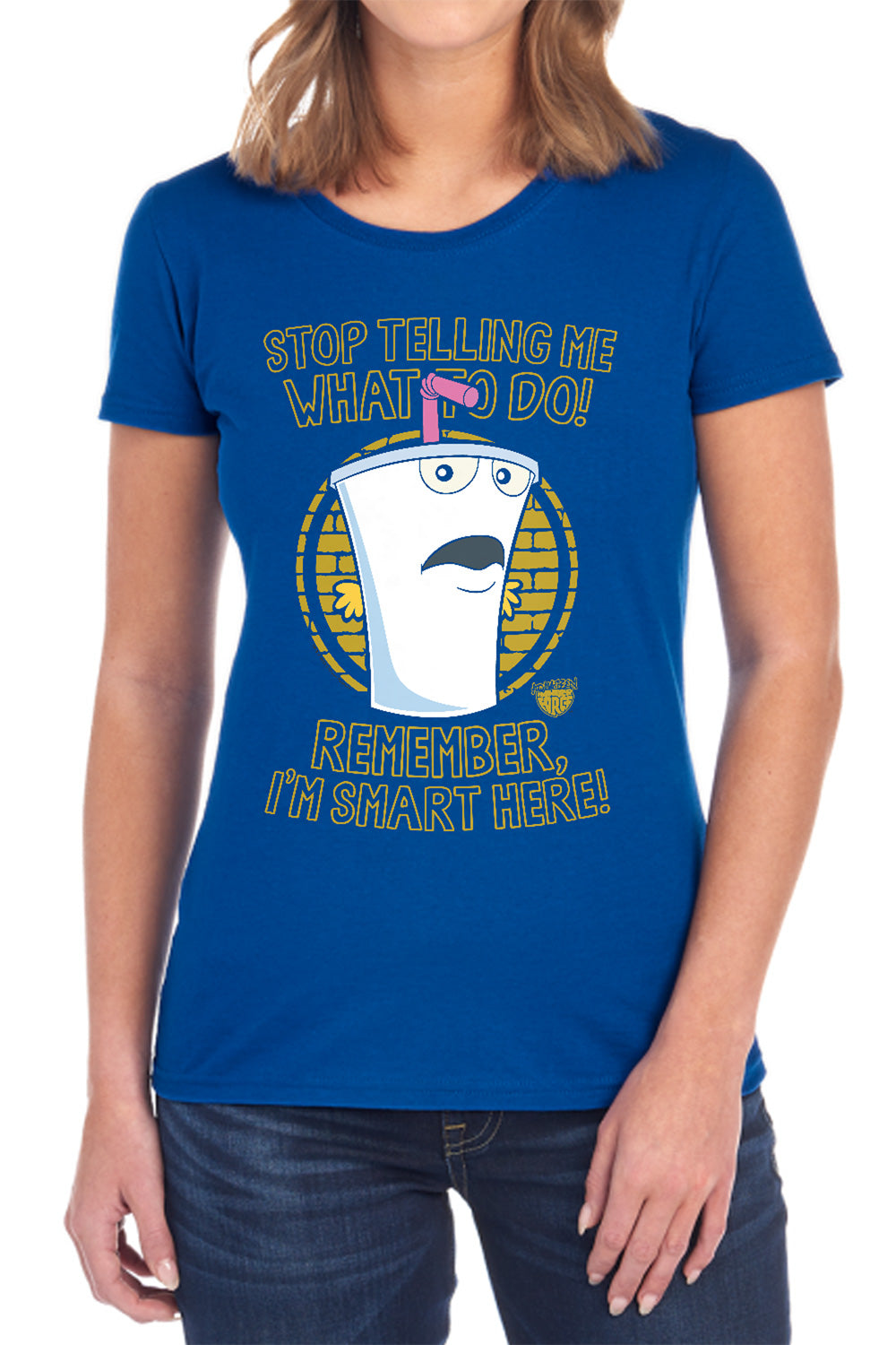 AN OFFCIALLY LICENSED AQUA TEEN HUNGER FORCE STOP WOMEN'S REGULAR FIT T-SHIRT BLACK