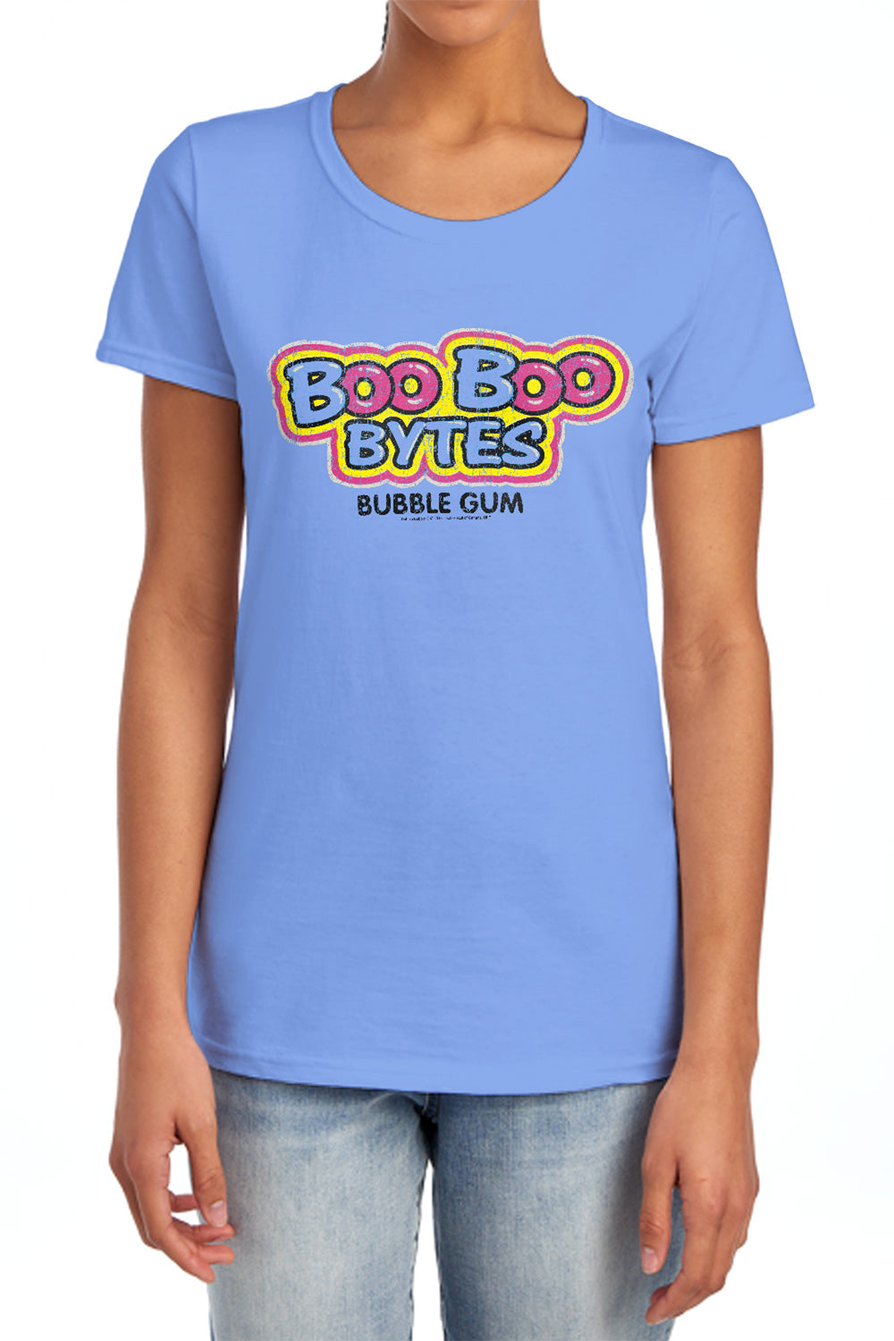AN OFFCIALLY LICENSED DUBBLE BUBBLE BOO BOO WOMEN'S REGULAR FIT T-SHIRT CAROLINA BLUE