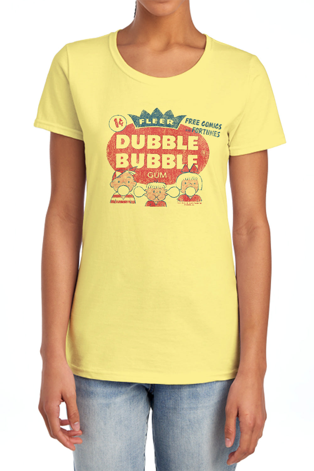 AN OFFCIALLY LICENSED DUBBLE BUBBLE ONE CENT WOMEN'S REGULAR FIT T-SHIRT BANANA
