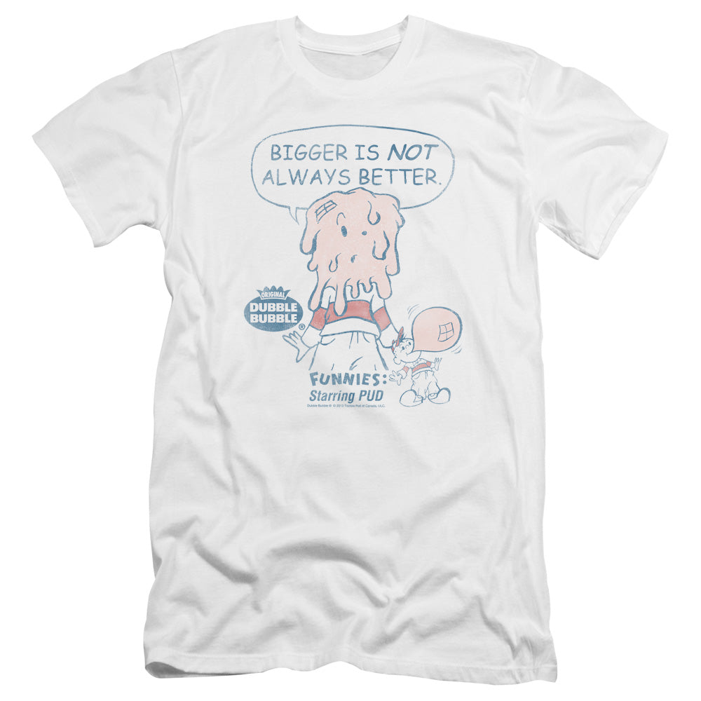 AN OFFCIALLY LICENSED DUBBLE BUBBLE BIGGER MEN'S PREMIUM SLIM FIT T-SHIRT WHITE