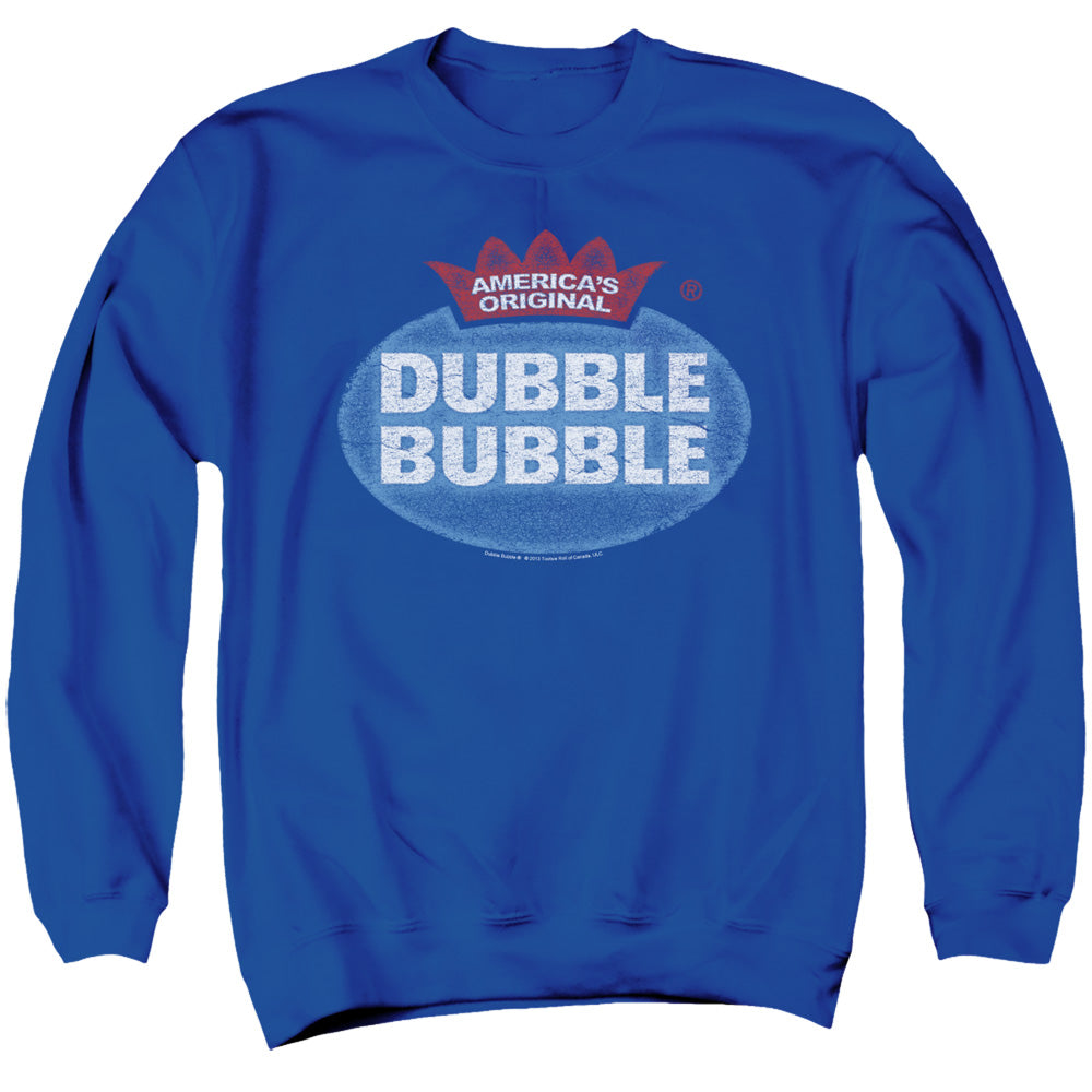 AN OFFCIALLY LICENSED DUBBLE BUBBLE VINTAGE LOGO ADULT UNISEX CREWNECK SWEATSHIRT ROYAL