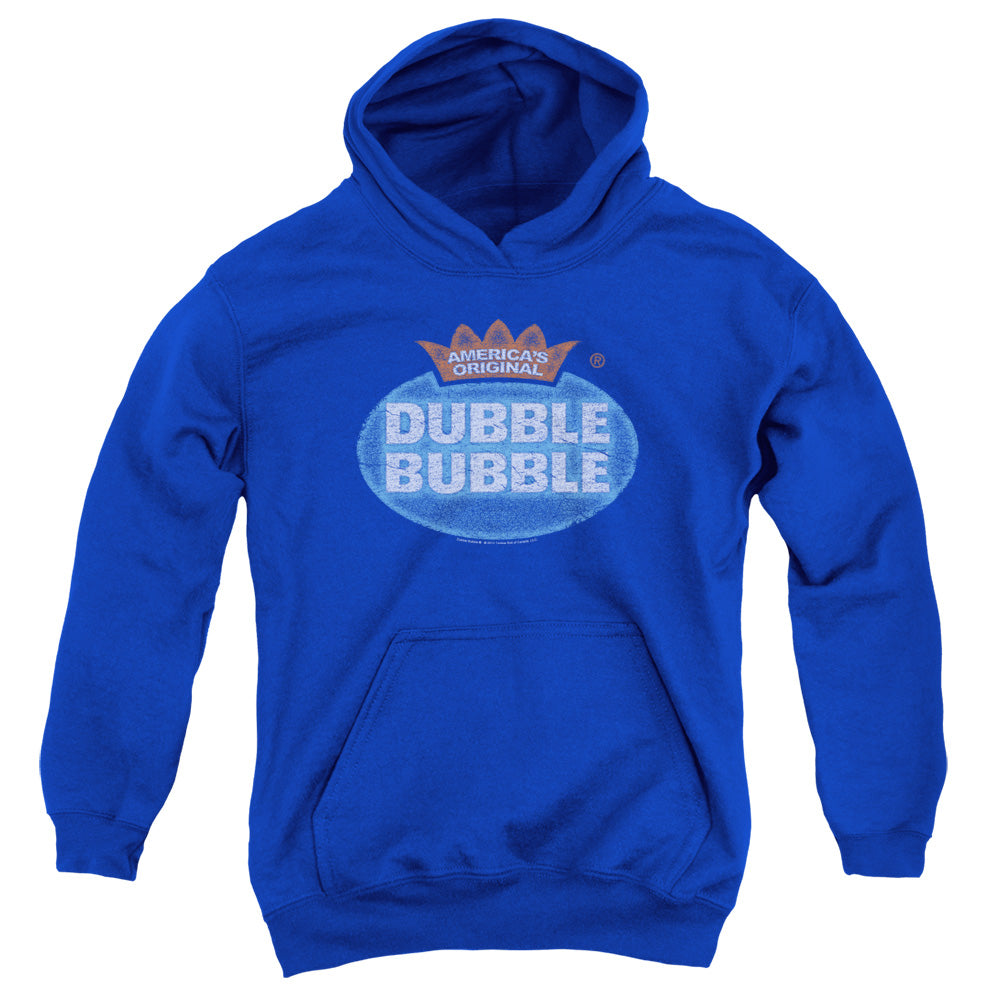 AN OFFCIALLY LICENSED DUBBLE BUBBLE VINTAGE LOGO YOUTH HOODIE ROYAL