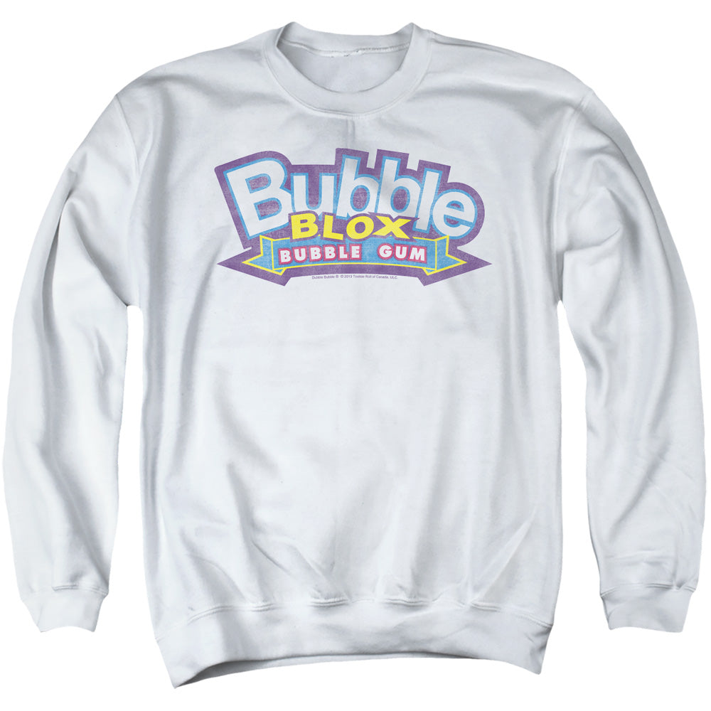 AN OFFCIALLY LICENSED DUBBLE BUBBLE BUBBLE BLOX ADULT UNISEX CREWNECK SWEATSHIRT WHITE