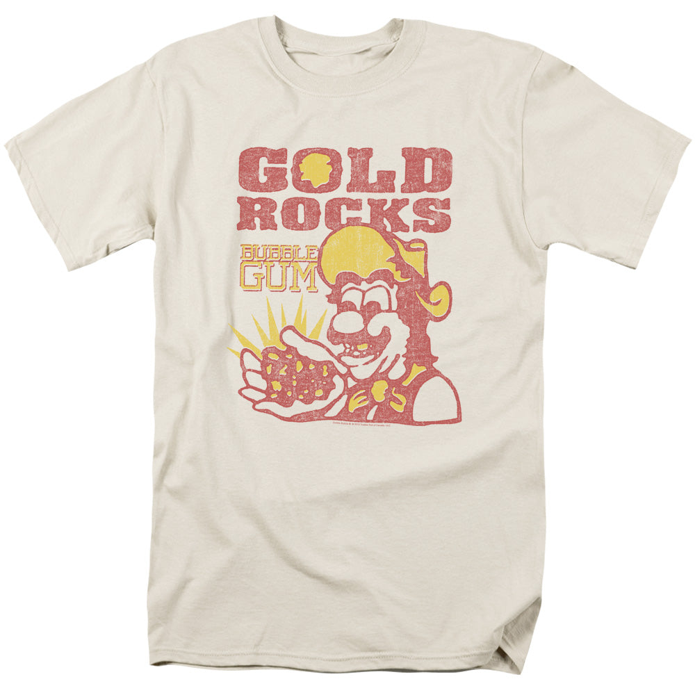 AN OFFCIALLY LICENSED DUBBLE BUBBLE GOLD ROCKS MEN'S REGULAR FIT T-SHIRT CREAM