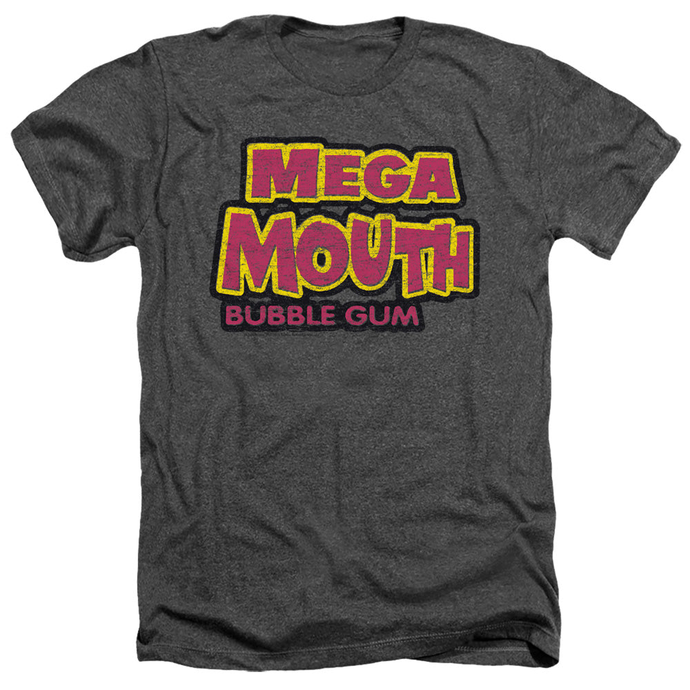 AN OFFCIALLY LICENSED DUBBLE BUBBLE MEGA MOUTH MEN'S HEATHER T-SHIRT CHARCOAL