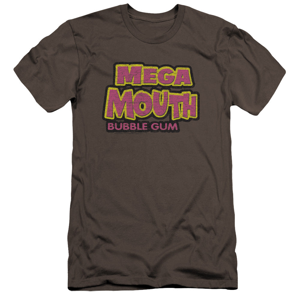 AN OFFCIALLY LICENSED DUBBLE BUBBLE MEGA MOUTH MEN'S PREMIUM SLIM FIT T-SHIRT CHARCOAL