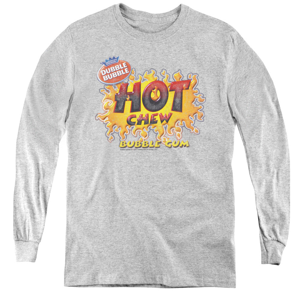 AN OFFCIALLY LICENSED DUBBLE BUBBLE HOT CHEW YOUTH LONG SLEEVE T-SHIRT ATHLETIC HEATHER