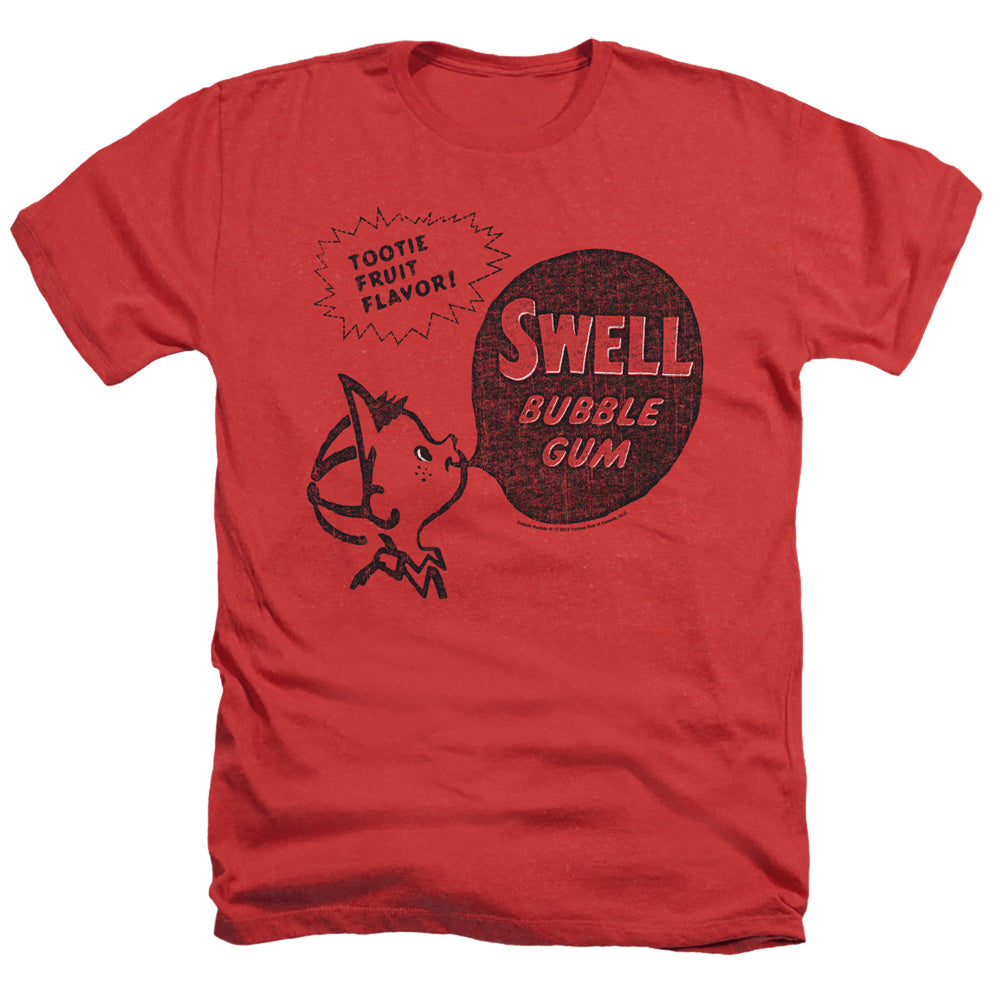 AN OFFCIALLY LICENSED DUBBLE BUBBLE SWELL GUM MEN'S HEATHER T-SHIRT RED